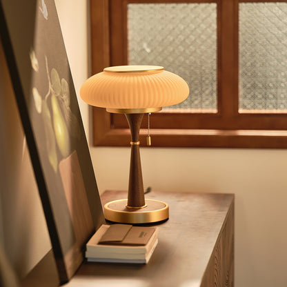 Lampe de Table Matsutake - Design Organique avec Base en Métal, Bois et Verre