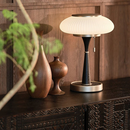Lampe de Table Matsutake - Design Organique avec Base en Métal, Bois et Verre