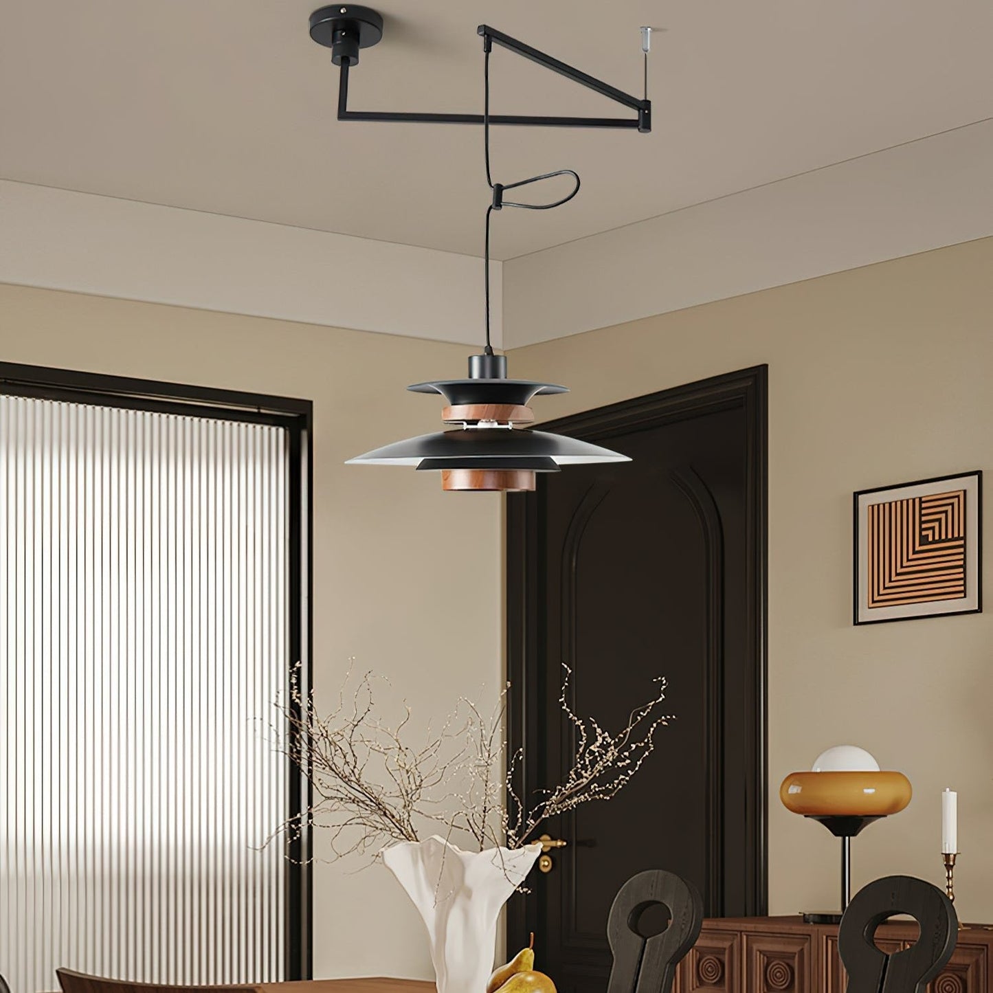 Suspension Mercero à Bras Pivotants – Design Scandinave, Lumière LED