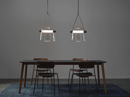 Suspension Mona Minimaliste en Métal et Verre - Éclairage LED Élégant pour Salon et Salle à Manger