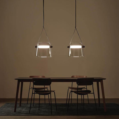 Suspension Mona Minimaliste en Métal et Verre - Éclairage LED Élégant pour Salon et Salle à Manger