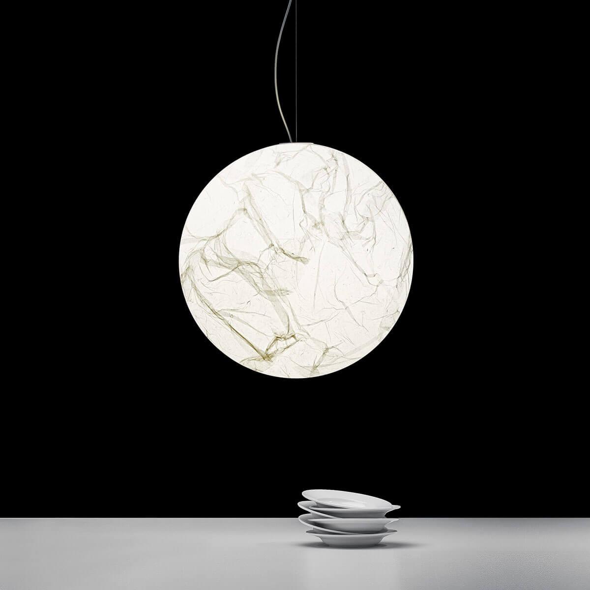 Suspension Mondseide en Soie Naturelle et Métal - Éclairage LED Élégant pour Salon et Chambre