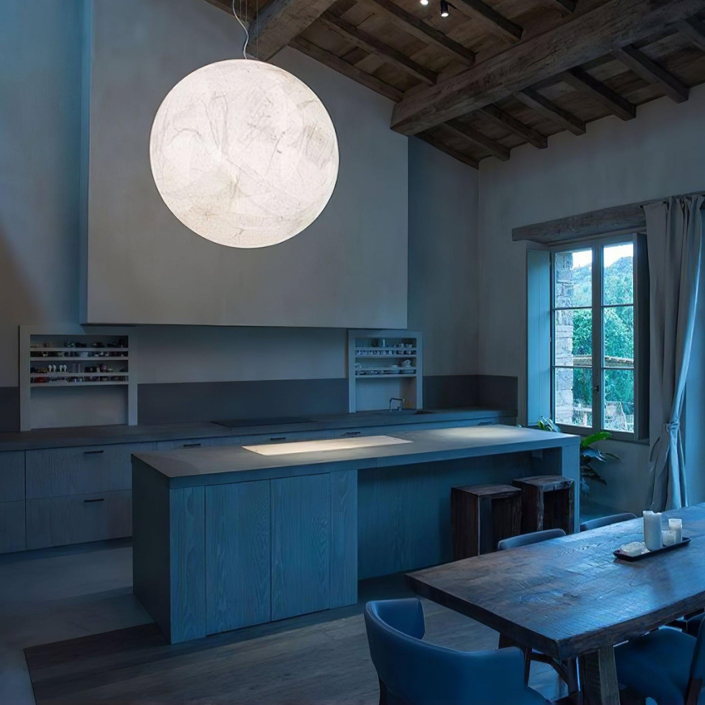 Suspension Mondseide en Soie Naturelle et Métal - Éclairage LED Élégant pour Salon et Chambre