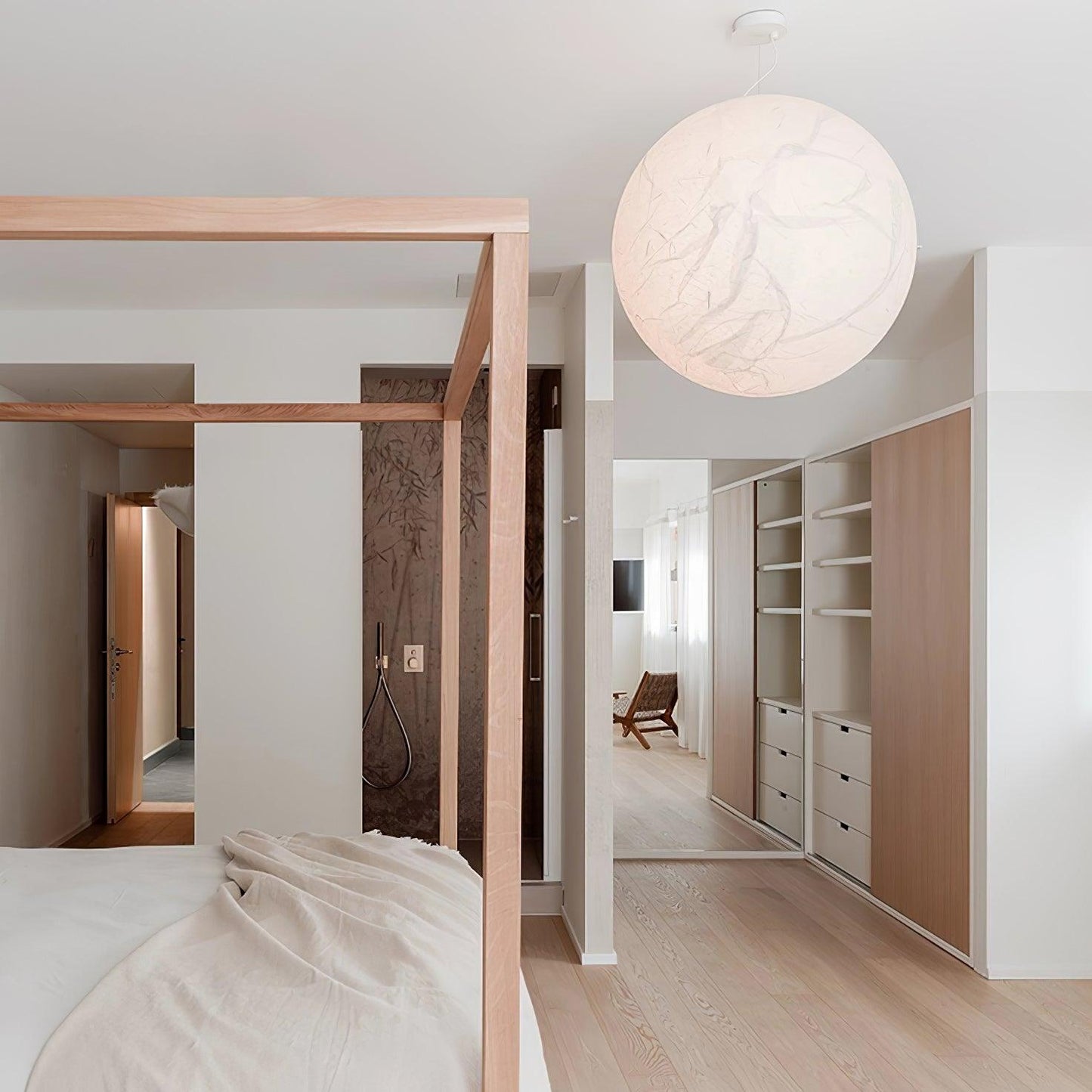 Suspension Mondseide en Soie Naturelle et Métal - Éclairage LED Élégant pour Salon et Chambre