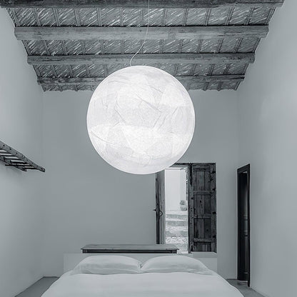 Suspension Mondseide en Soie Naturelle et Métal - Éclairage LED Élégant pour Salon et Chambre