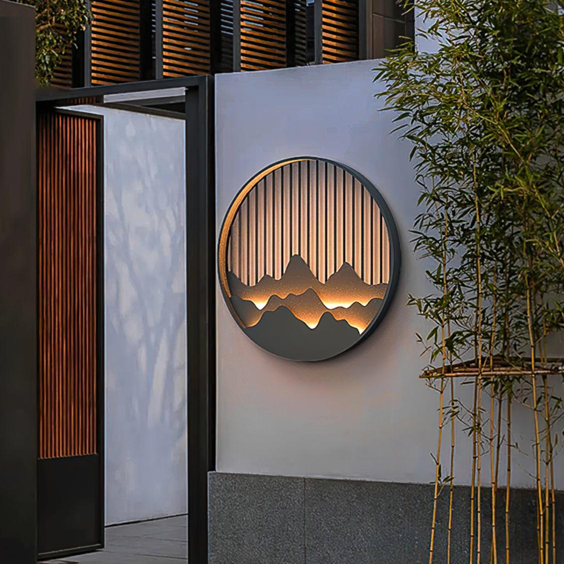Lampe Murale Extérieure Mountain - Lampe LED en Acier Inoxydable avec Motif Montagne et Eau