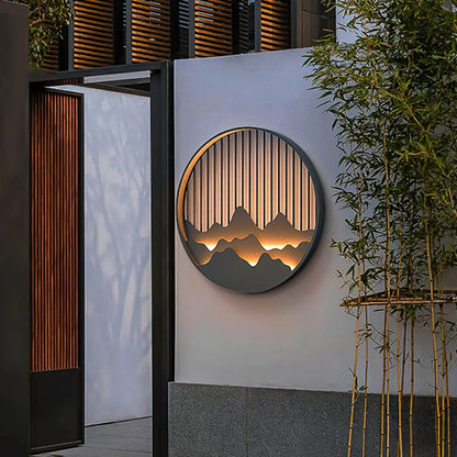 Lampe Murale Extérieure Mountain - Lampe LED en Acier Inoxydable avec Motif Montagne et Eau