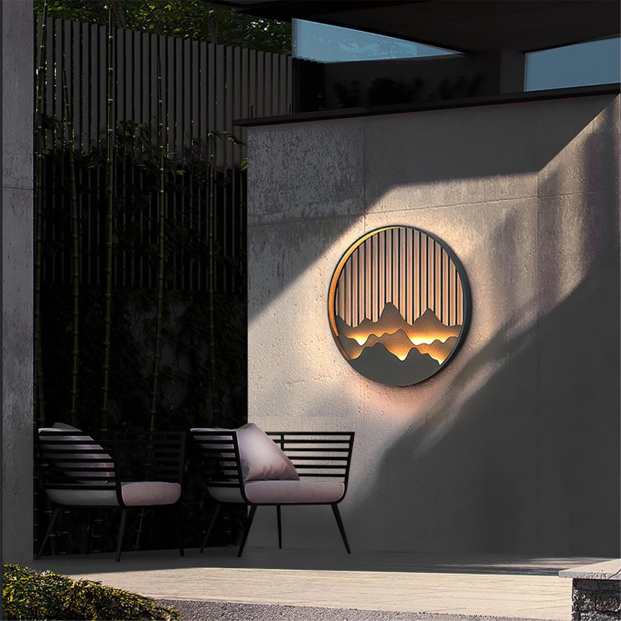 Lampe Murale Extérieure Mountain - Lampe LED en Acier Inoxydable avec Motif Montagne et Eau