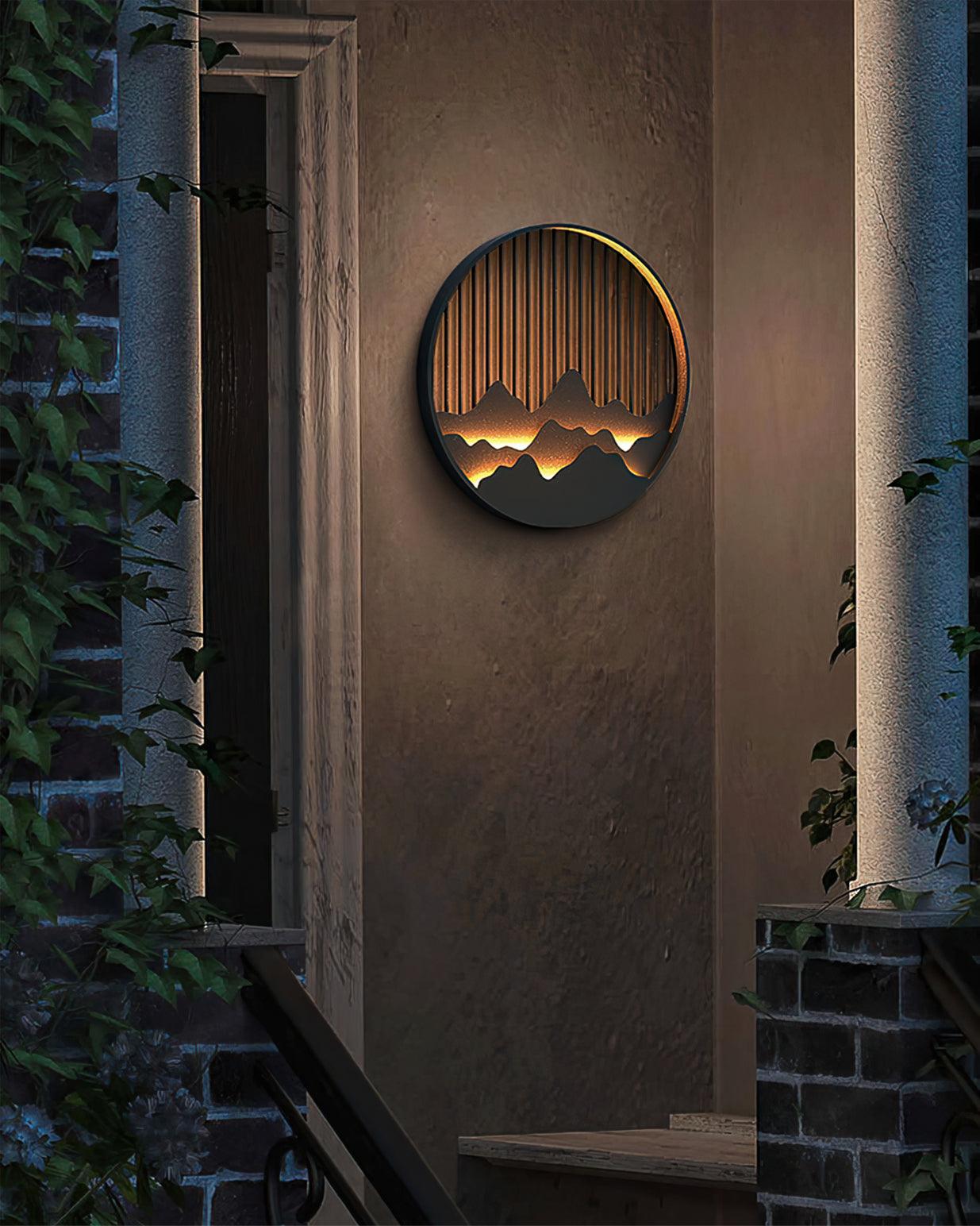 Lampe Murale Extérieure Mountain - Lampe LED en Acier Inoxydable avec Motif Montagne et Eau