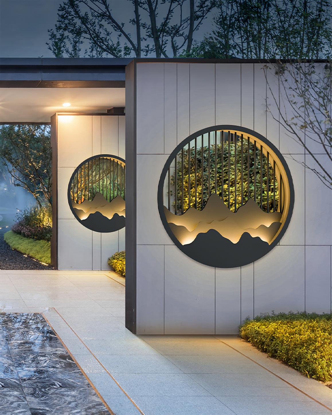 Lampe Murale Extérieure Mountain - Lampe LED en Acier Inoxydable avec Motif Montagne et Eau