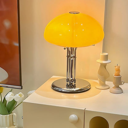 Lampe de Table Pilz Bauhaus – Design Moderne avec Abat-jour en Verre Amber