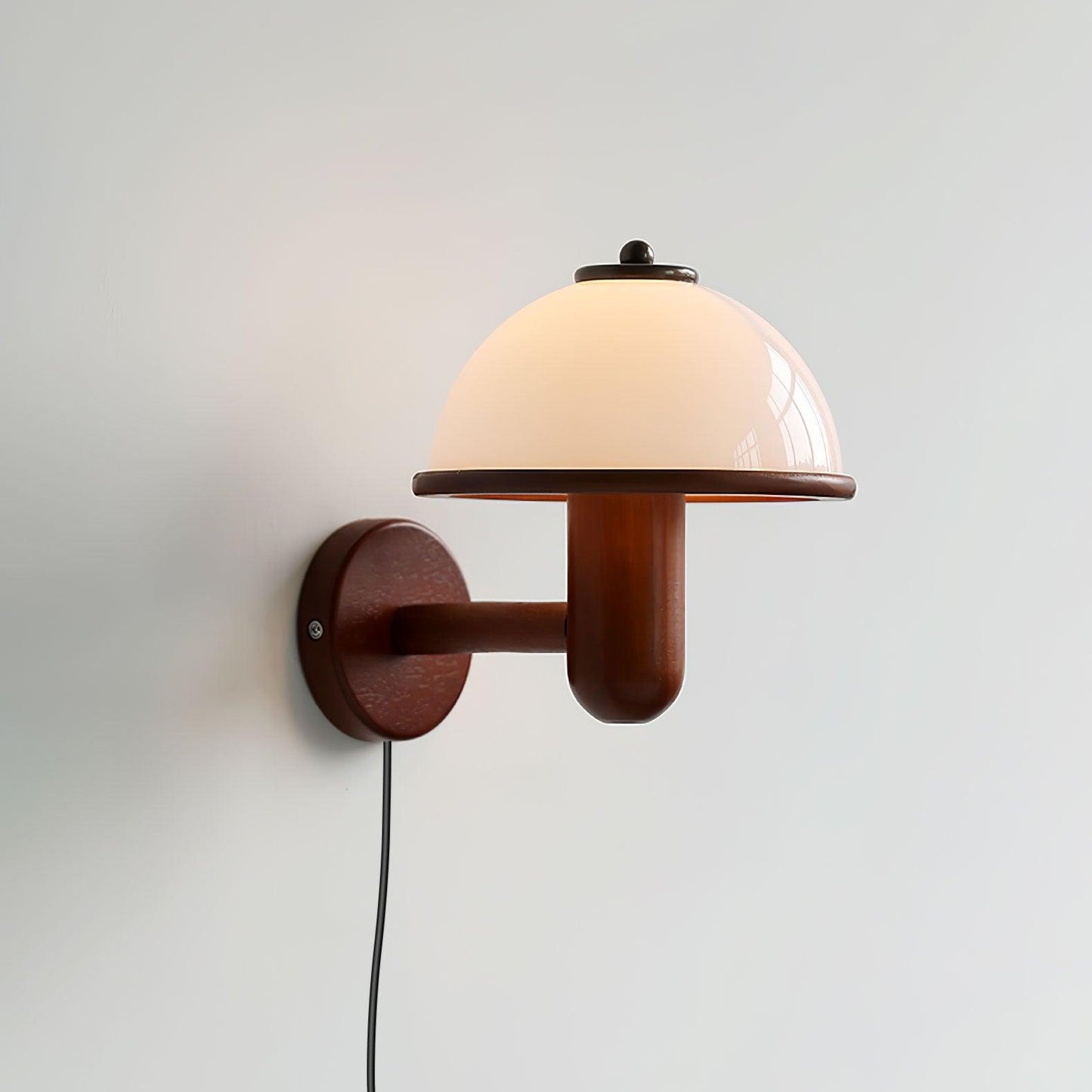 Lampe Murale Pilz en Bois – Élégante Lampe à Eiche avec Abat-jour Blanc