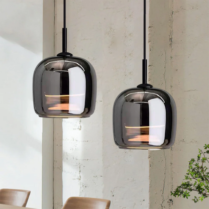 Suspension Nordic en Verre Noir – Design Élégant et Moderne avec Éclairage LED