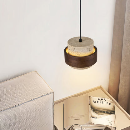 Lampe de Chevet Ascend Retro Wabi-Sabi – Élégance Minimaliste avec Travertin et Bois