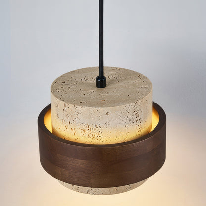 Lampe de Chevet Ascend Retro Wabi-Sabi – Élégance Minimaliste avec Travertin et Bois