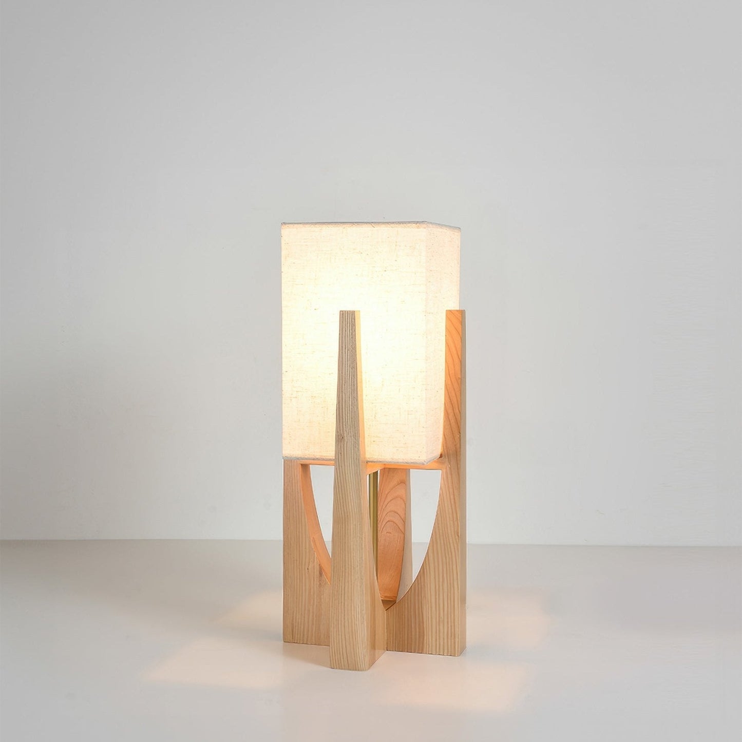 Lampe Sur Pied Japonaise en Bois de Noyer - Éclairage LED avec Abat-jour en Coton et Lin, Douille E27