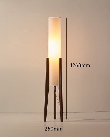 Lampadaire en Noyer – Élégance Nordic Retro avec Abat-jour en Tissu