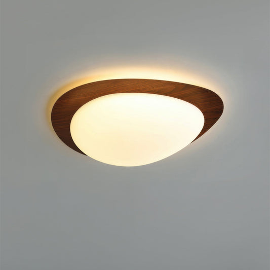 Plafonnier Scandinavian Pebble avec Grain de Bois - Design Minimaliste et LED Intégrée