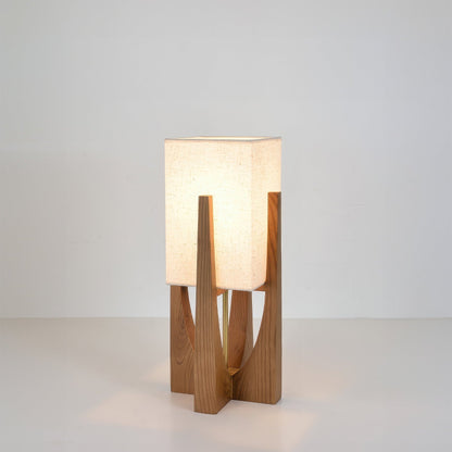 Lampe Sur Pied Japonaise en Bois de Noyer - Éclairage LED avec Abat-jour en Coton et Lin, Douille E27