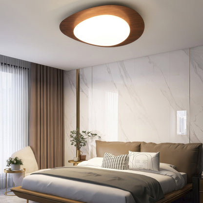 Plafonnier Scandinavian Pebble avec Grain de Bois - Design Minimaliste et LED Intégrée