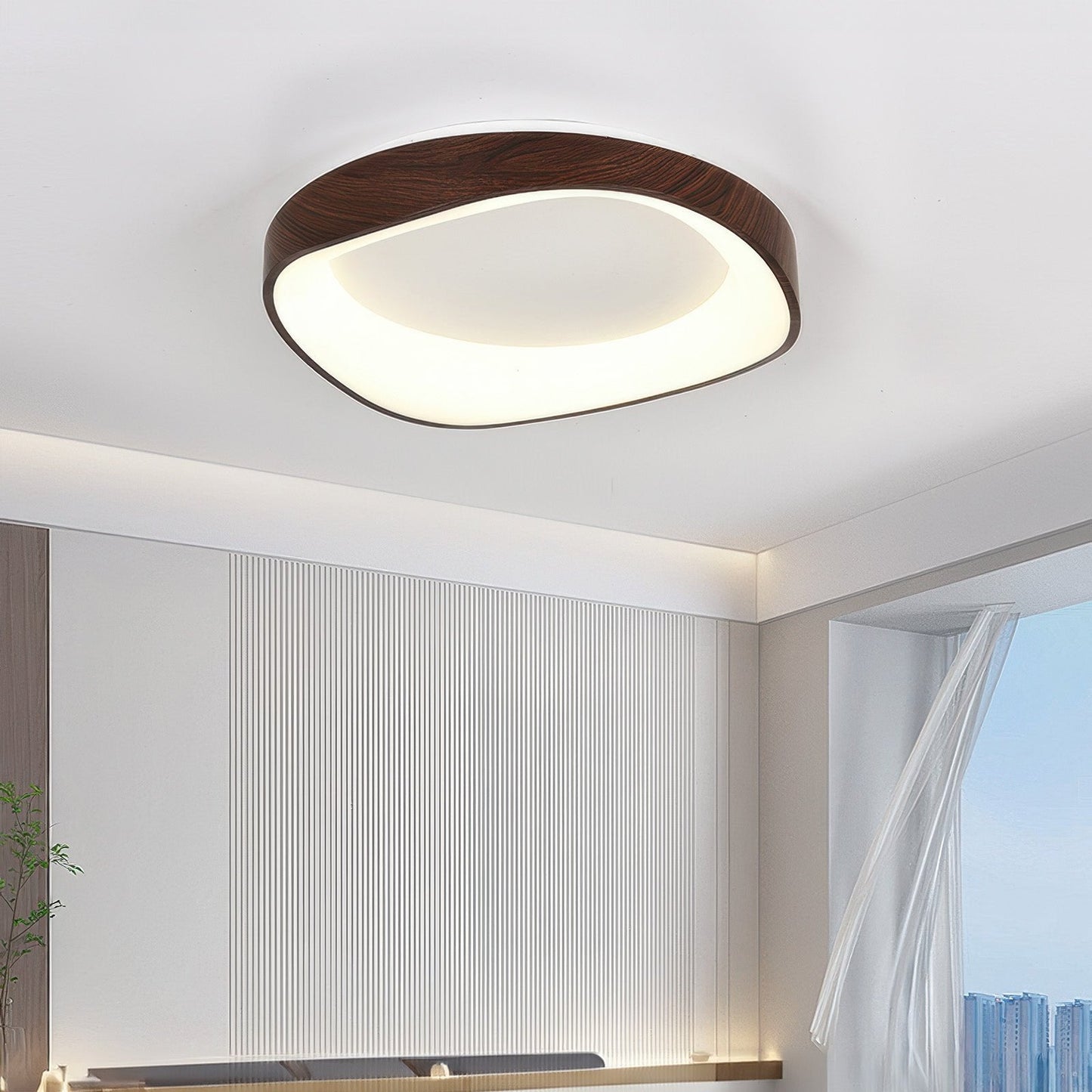 Plafonnier LED Nordic Artistic - Lampe Moderne en Bois et Métal avec Éclairage Doux