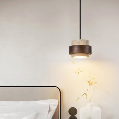 Lampe de Chevet Ascend Retro Wabi-Sabi – Élégance Minimaliste avec Travertin et Bois