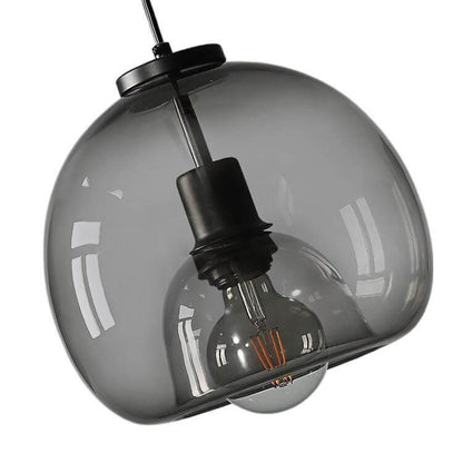 Suspension en Verre Soufflé Gris - Lampe Moderne avec Hauteur Réglable