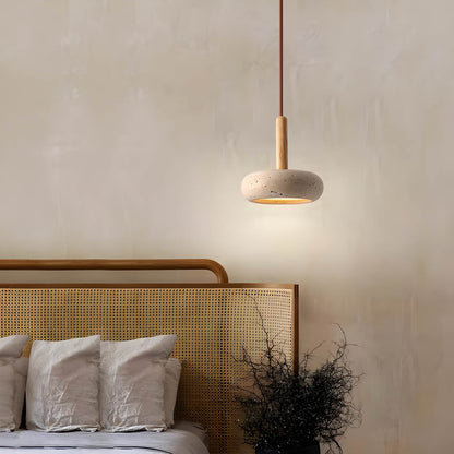 Suspension OSHO Stone – Lampe en Travertin Jaune Naturel LED, Éclairage Élégant et Durable
