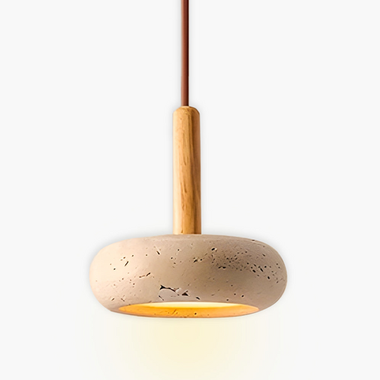 Suspension OSHO Stone – Lampe en Travertin Jaune Naturel LED, Éclairage Élégant et Durable
