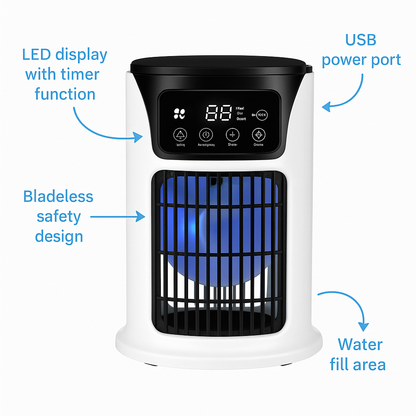 Climatiseur Mobile Sans Conduit BoreaCool – Refroidisseur d’Air Silencieux et Économe, 5-en-1
