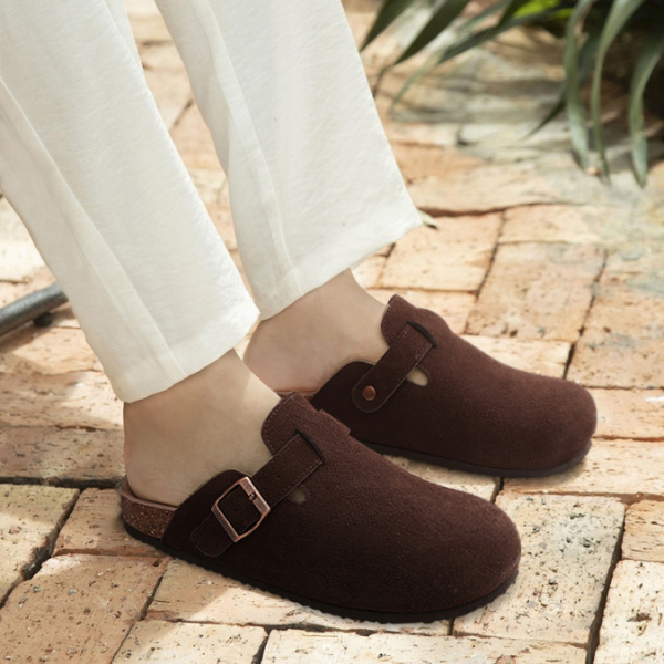 Suede clogs for women with arch support