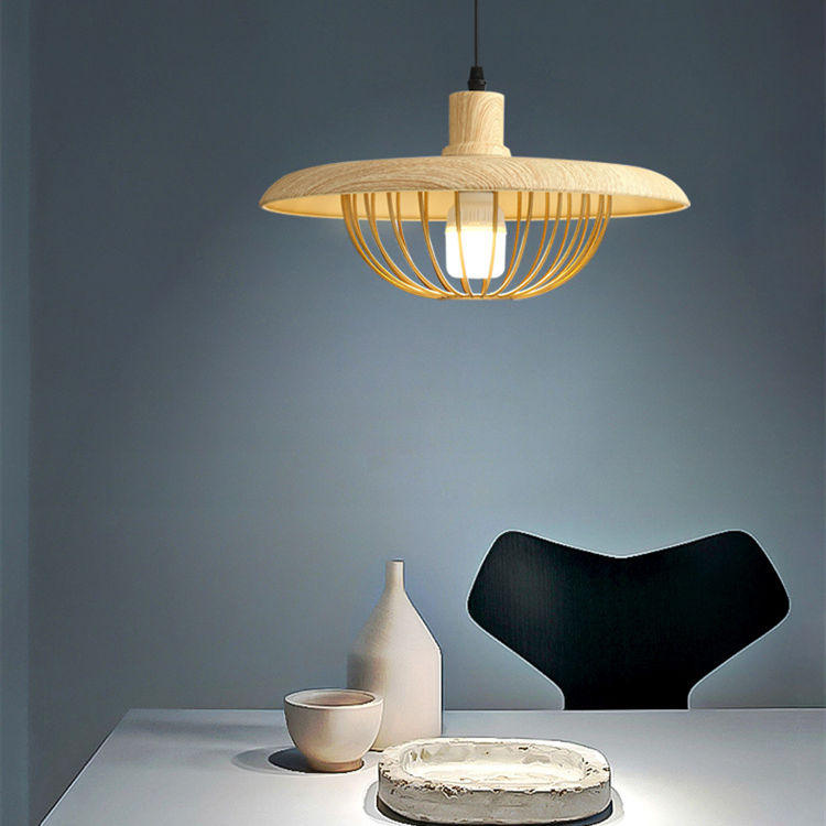 Suspension Imitation Bois - Lampe Suspendue au Style Nordique avec Détails Industriels