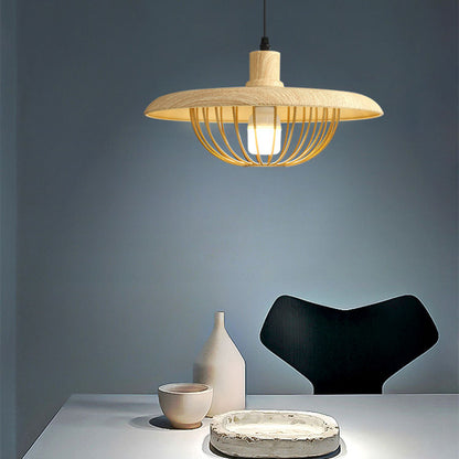 Suspension Imitation Bois - Lampe Suspendue au Style Nordique avec Détails Industriels