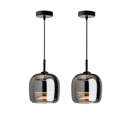 Suspension Nordic en Verre Noir – Design Élégant et Moderne avec Éclairage LED