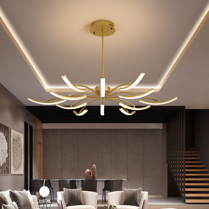Plafonnier Design LED Moderne - Éclairage Élégant pour Salon et Chambre, Aluminium, 8 et 12 Têtes