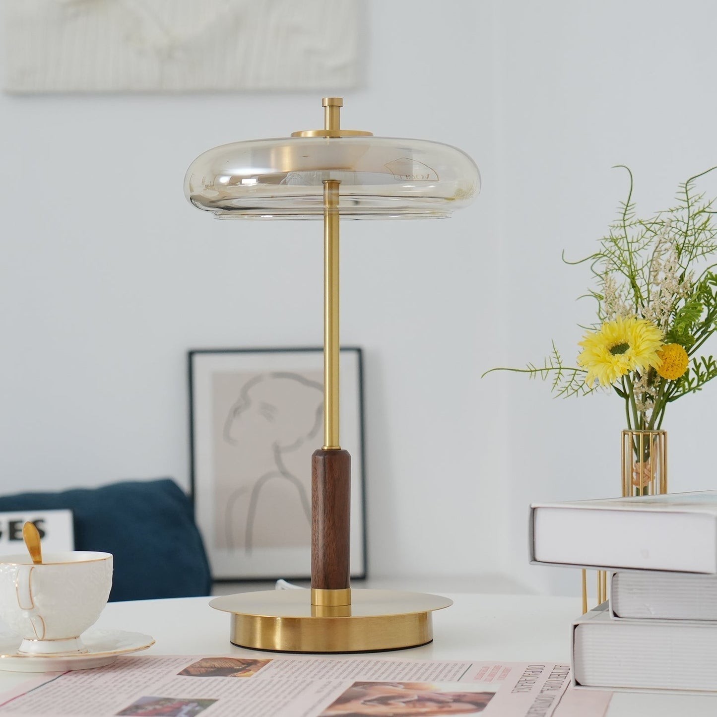 Lampe de Table Ronaldo - Design Moderne en Métal et Verre avec Technologie LED - Lumière Douce et Élégante