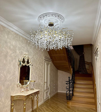 Lustre en Cristal Style Branché Français – Lustre Élégant en Aluminium et Cristal pour Salon et Salle à Manger