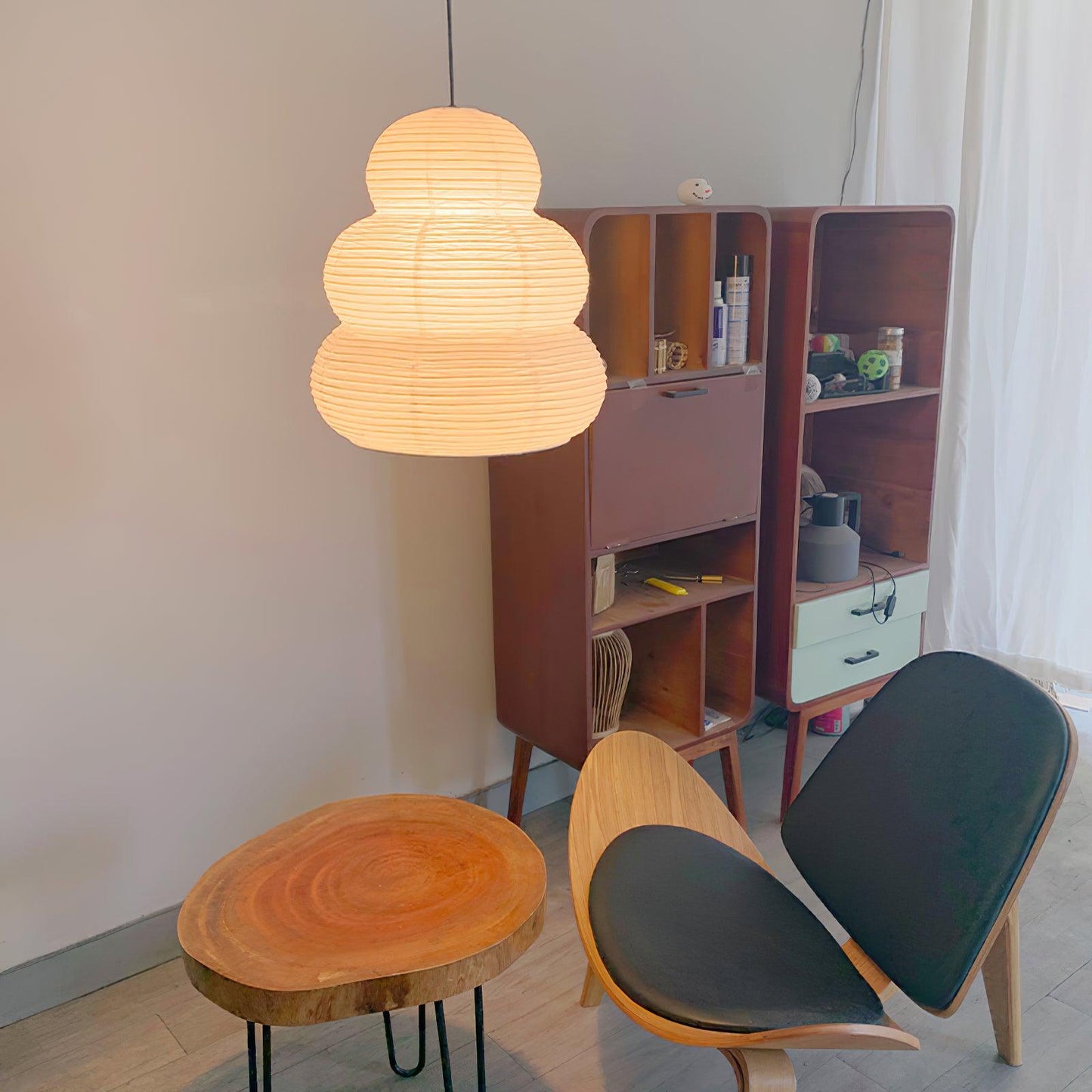 Suspension en Papier de Riz - Élégance Naturelle et Lumière Douce