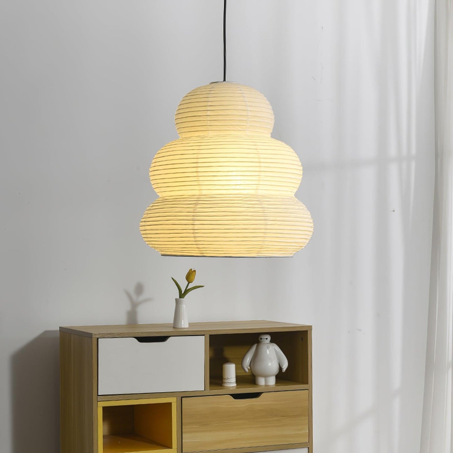 Suspension en Papier de Riz - Élégance Naturelle et Lumière Douce