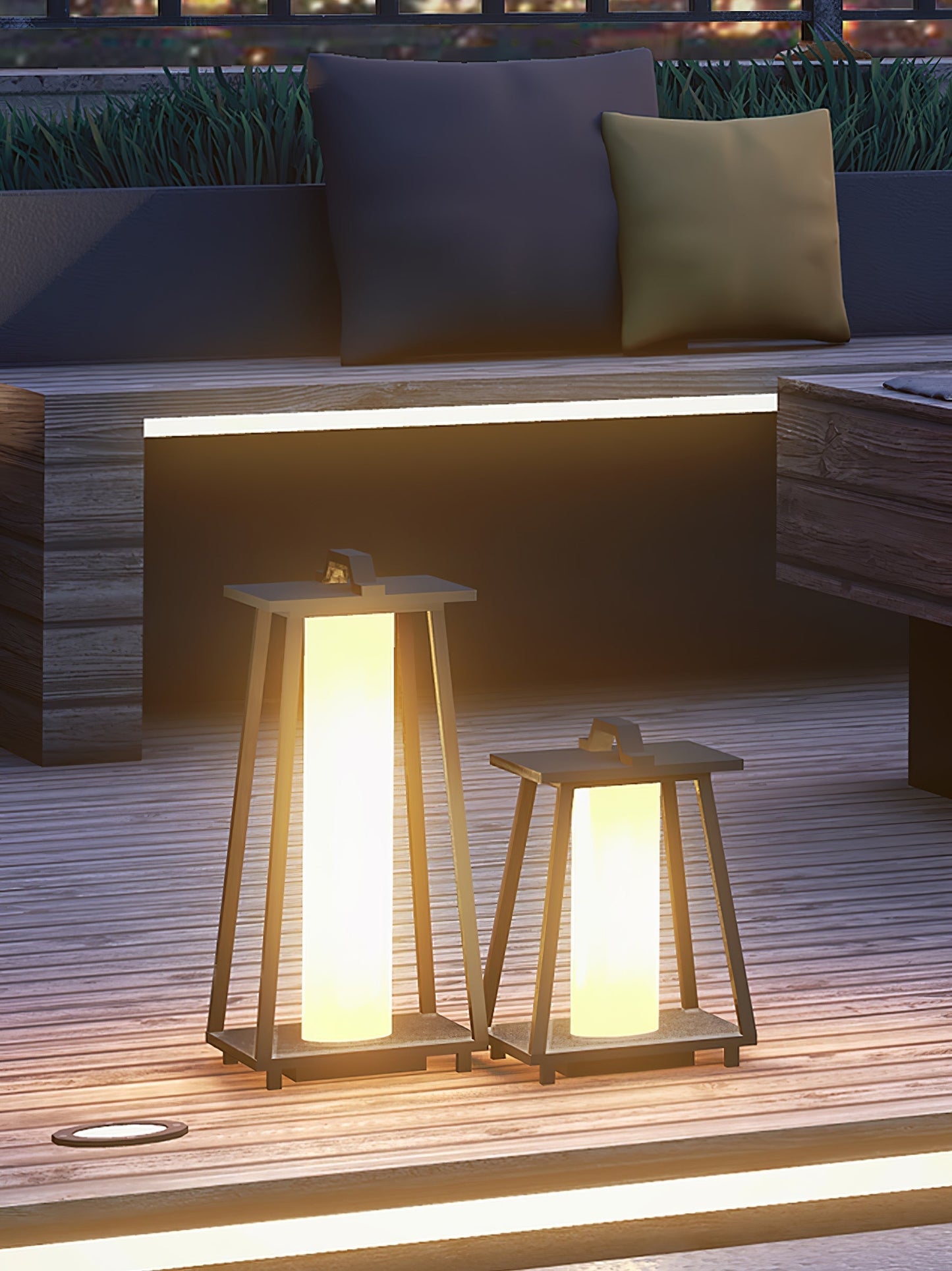 Lampe Extérieure Portable Roam en Acier Inoxydable avec Éclairage LED - Design Élégant et Pratique
