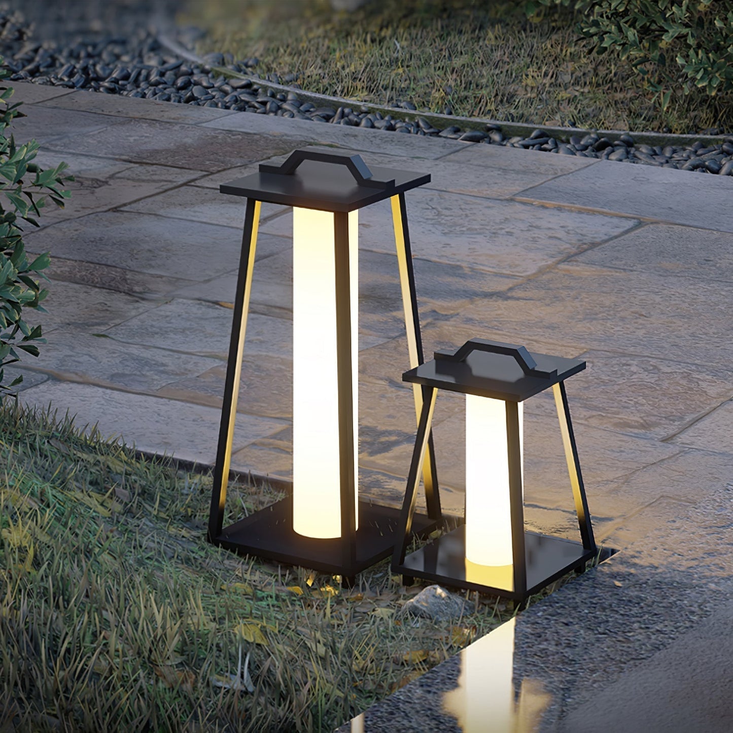 Lampe Extérieure Portable Roam en Acier Inoxydable avec Éclairage LED - Design Élégant et Pratique