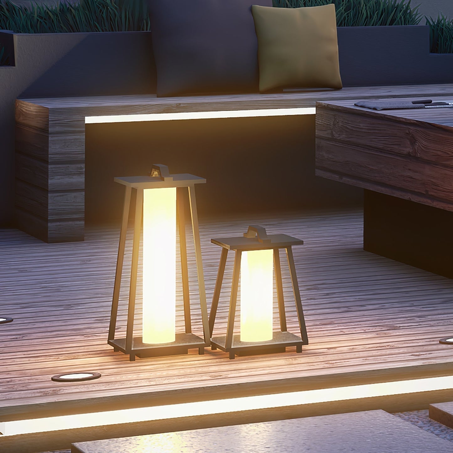Lampe Extérieure Portable Roam en Acier Inoxydable avec Éclairage LED - Design Élégant et Pratique
