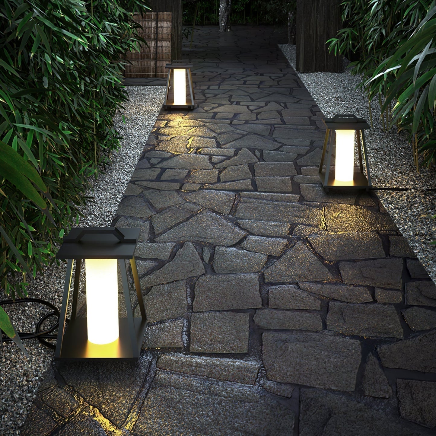 Lampe Extérieure Portable Roam en Acier Inoxydable avec Éclairage LED - Design Élégant et Pratique