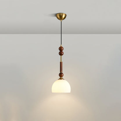 Suspension Roma - Design Romain Élégant en Bois, Métal et Verre - Éclairage Vintage avec Ampoules LED