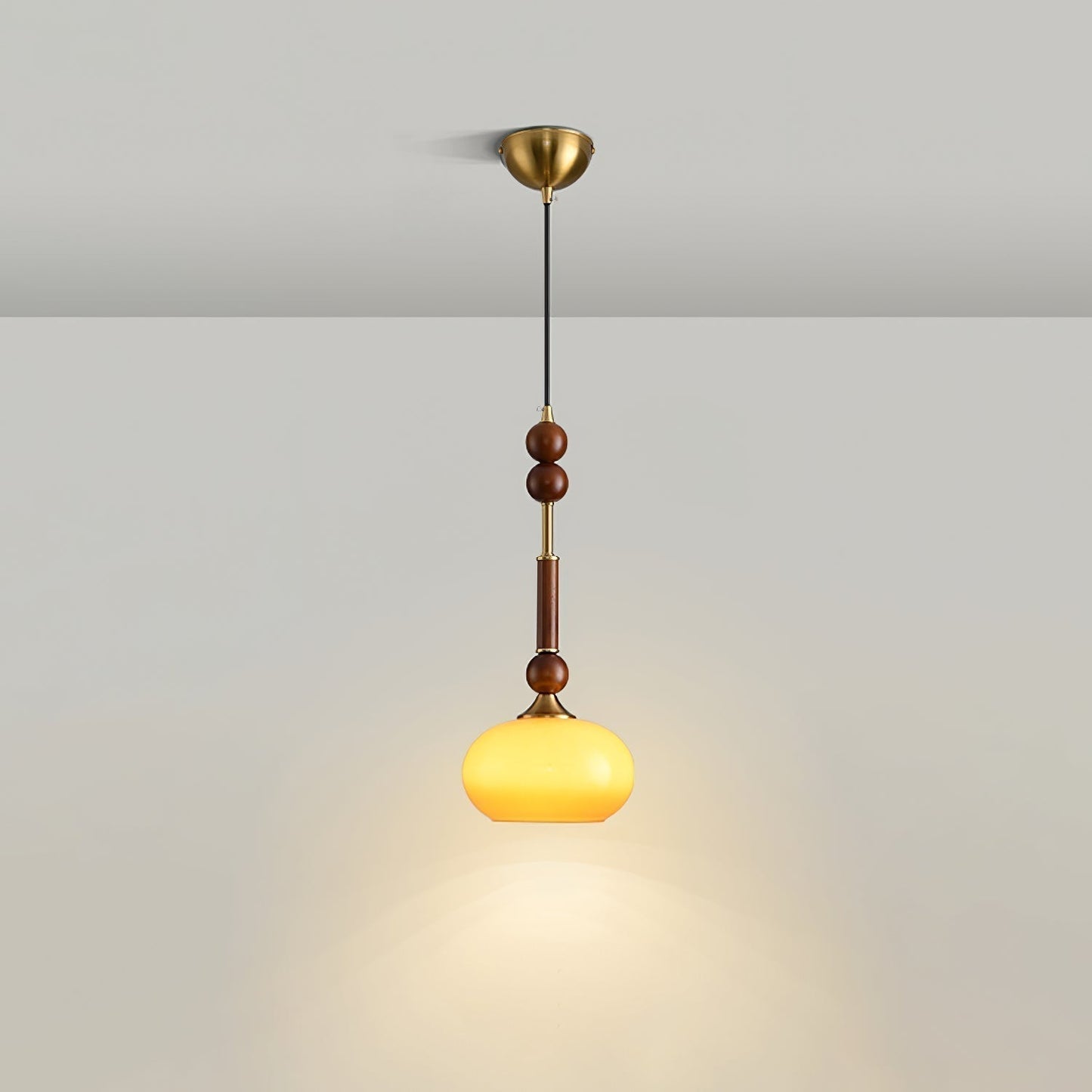 Suspension Roma - Design Romain Élégant en Bois, Métal et Verre - Éclairage Vintage avec Ampoules LED