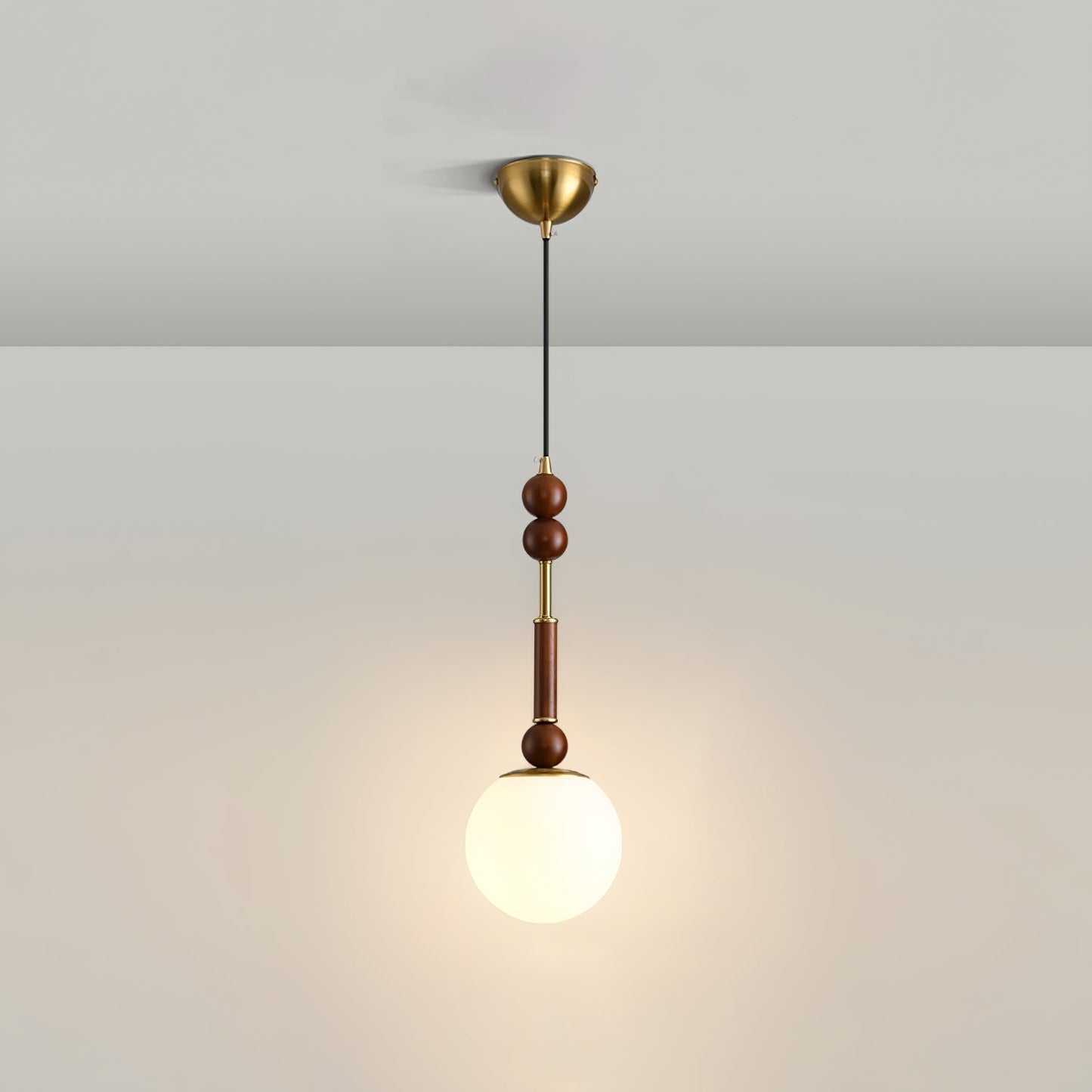 Suspension Roma - Design Romain Élégant en Bois, Métal et Verre - Éclairage Vintage avec Ampoules LED