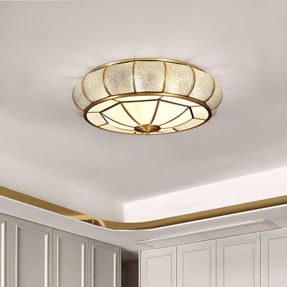 Plafonnier Rond en Verre Texturé LED - Élégant et Moderne pour Chambre et Salon