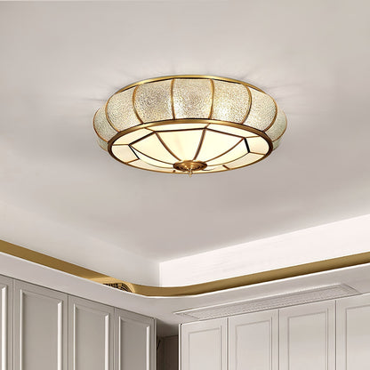 Plafonnier Rond en Verre Texturé LED - Élégant et Moderne pour Chambre et Salon