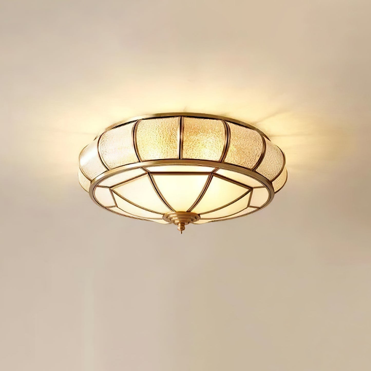 Plafonnier Rond en Verre Texturé LED - Élégant et Moderne pour Chambre et Salon