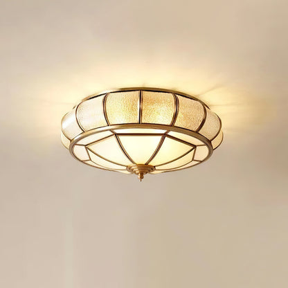 Plafonnier Rond en Verre Texturé LED - Élégant et Moderne pour Chambre et Salon